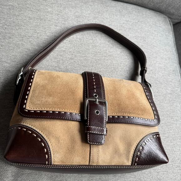 Vintage Y2K Coach Hampton Camel Suede Shoulder Bag Classic - Picture 2 of 14